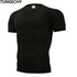 Fashion pure color T-shirt Men Short Sleeve compression tight Tshirts Shirt S- 4XL Summer Clothes - menochic